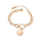Simple Romantic Plated Rose Gold English Alphabet D Heart-shaped 316l Stainless Steel Bracelet Rose Gold - One Size