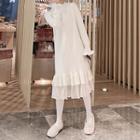 Midi Layered Sweater Dress White - One Size