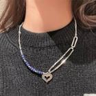 Hollow Heart Necklace Silver - One Size