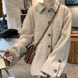 Dual-pocket Cardigan Khaki - One Size
