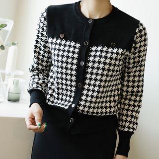 Houndstooth Buttoned Cardigan