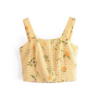Gingham Lemon Print Cropped Camisole Top