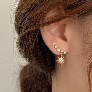 Star Rhinestone Dangle Earring 1 Pair - Stud Earring - Gold - One Size