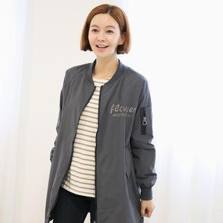 Letter Embroidered Drawstring-hem Parka