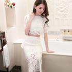 Set: Lace Cropped Top + Skirt