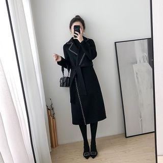 Long-sleeve Notch Lapel Belted Coat
