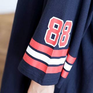 Drop-shoulder Lettering Midi T-shirt Dress