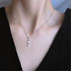Star Rhinestone Pendant Alloy Necklace Silver - One Size