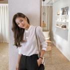 High-neck Crepe Blouse