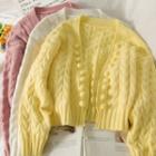 Pompom-accent Open-front Cardigan