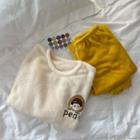 Set: Embroidered Sweatshirt + Sweatpants Set - Almond - One Size