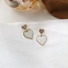 Heart Drop Earring 1 Pair - White - One Size