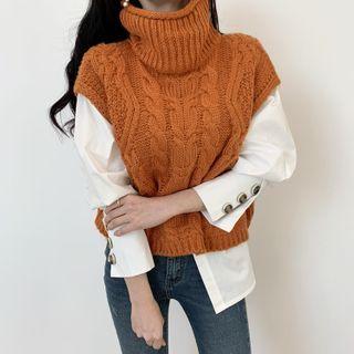 Turtleneck Cable Knit Sweater Vest