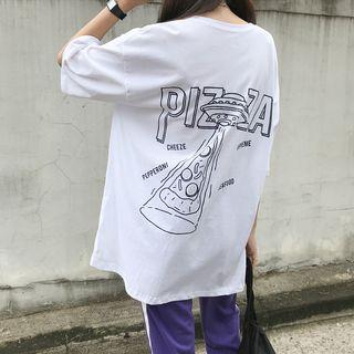 Pizza Illustration Loose-fit T-shirt