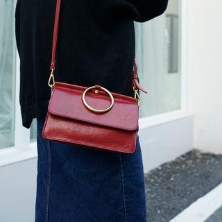 Round Top Handle Flap Crossbody Bag