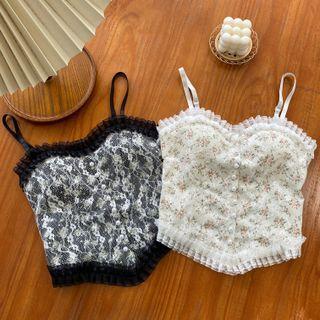 Mesh Trim Lace Camisole Top