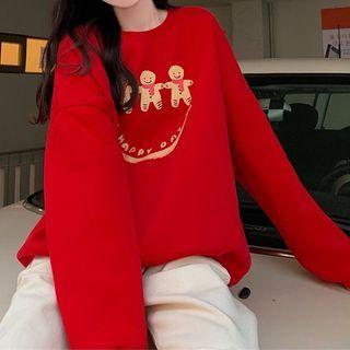 Gingerbread Man Print Sweatshirt