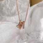 Hoop Pendant Alloy Necklace 1pc - Rose Gold - One Size
