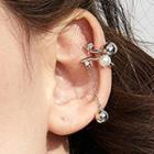 Beaded Layered Ear Cuff 1 Piece - Right Earring - Silver - One Size