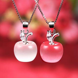 Sterling Silver Jeweled Apple Pendant