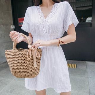 V-neck Lace-trim Dress
