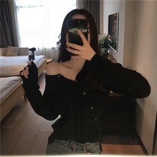 Side-buttoned Cardigan Black - One Size