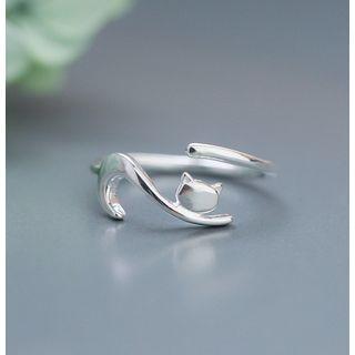 925 Sterling Silver Cat Open Ring As Shown In Figure - One Size