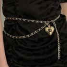 Faux Leather Heart Chain Belt Gold - One Size