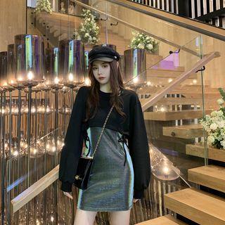 Round Neck Cropped Top / Sleeveless Sheath Dress