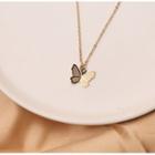 Butterfly Necklace Gold & Black - One Size