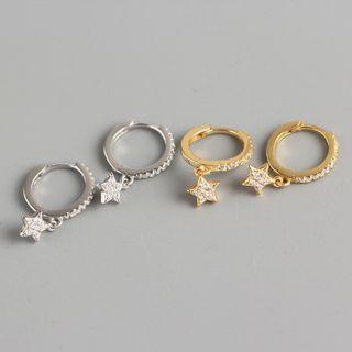 Rhinestone Star Sterling Silver Dangle Earring