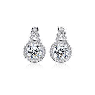 Sterling Silver Fashion And Elegant Geometric Cubic Zirconia Stud Earrings Silver - One Size