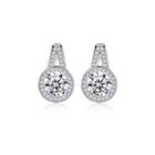 Sterling Silver Fashion And Elegant Geometric Cubic Zirconia Stud Earrings Silver - One Size