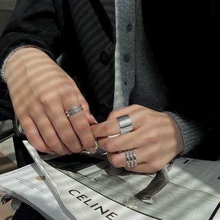 Set Of 3: Polished Alloy Open Ring (assorted Designs)
