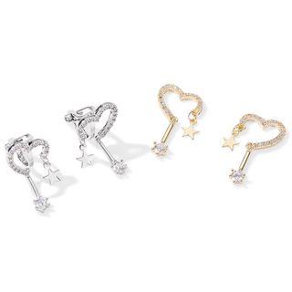 Rhinestone Heart Star Fringed Earring