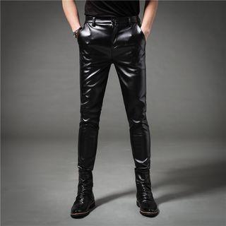 Faux Leather Slim-fit Pants