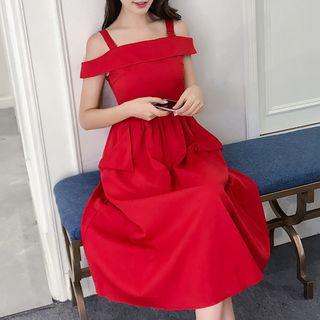 Plain Open Shoulder Dress