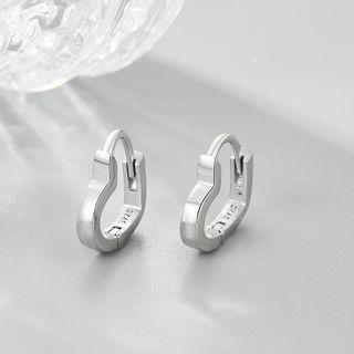 Cut-out Heart Stud Earring 1 Pair - Silver - One Size