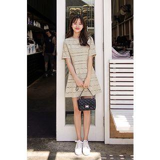 Short-sleeve Eyelet-lace A-line Mini Dress