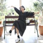Balloon-sleeve Long Dot Dress