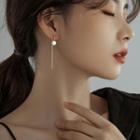 925 Sterling Silver Disc Chained Earring 1 Pair - Silver - One Size