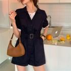 Short-sleeve Cargo Romper Dark Blue - One Size
