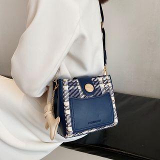 Plaid Panel Crossbody Bag / Bag Charm / Set
