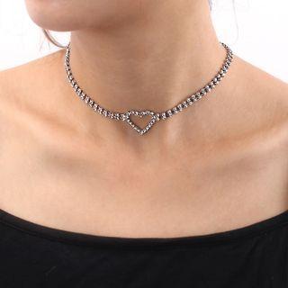 Heart Rhinestone Alloy Choker