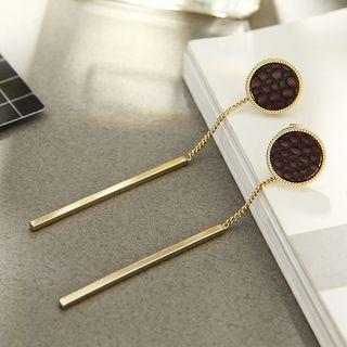 Leather-detail Stick Earrings