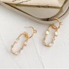 Faux Pearl Alloy Oval Dangle Earring 1 Pair - Gold - One Size