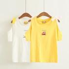 Fruit Embroidered Cut Out Shoulder Short Sleeve T-shirt