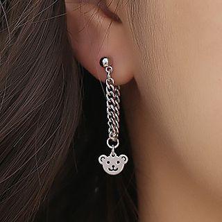 Bear Sterling Silver Drop Earring 1 Pair - Silver - One Size