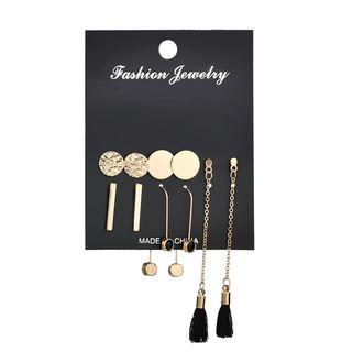 Set Of 6 Pairs: Stud Earrings (various Designs) Gold - One Size