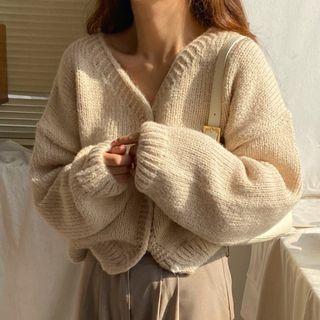 Single-breasted Plain Sweater Cardigan